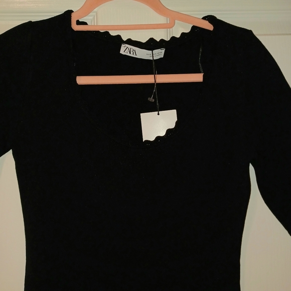 ZARA POLYAMIDE SWEATER HALF SLEEVE SHORT CURVY BOD - Picture 5 of 7